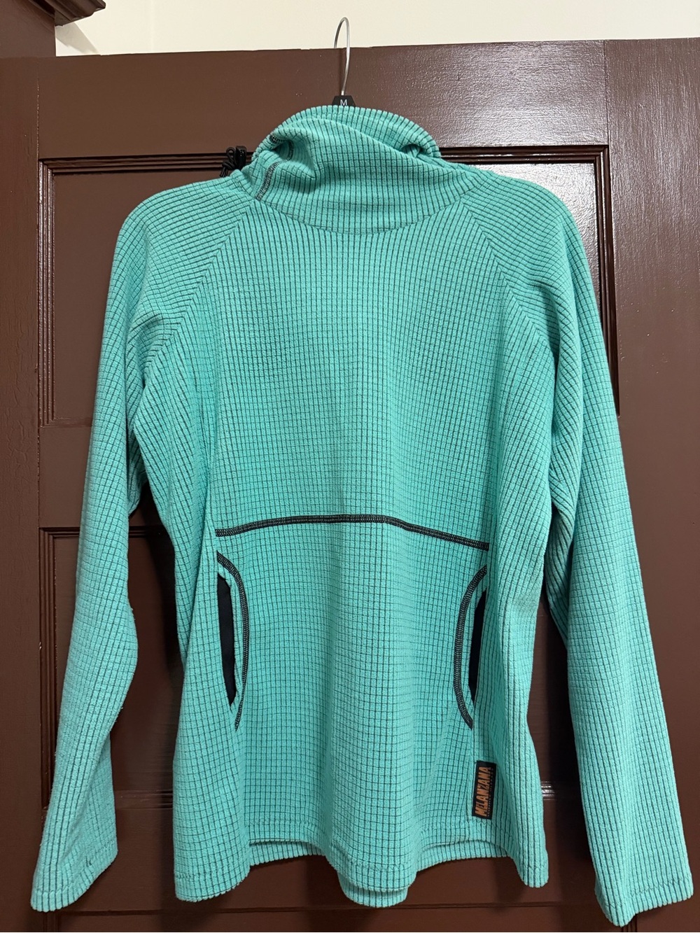Melanzana Mint Green Waffle-Knit Funnel Neck Pullover